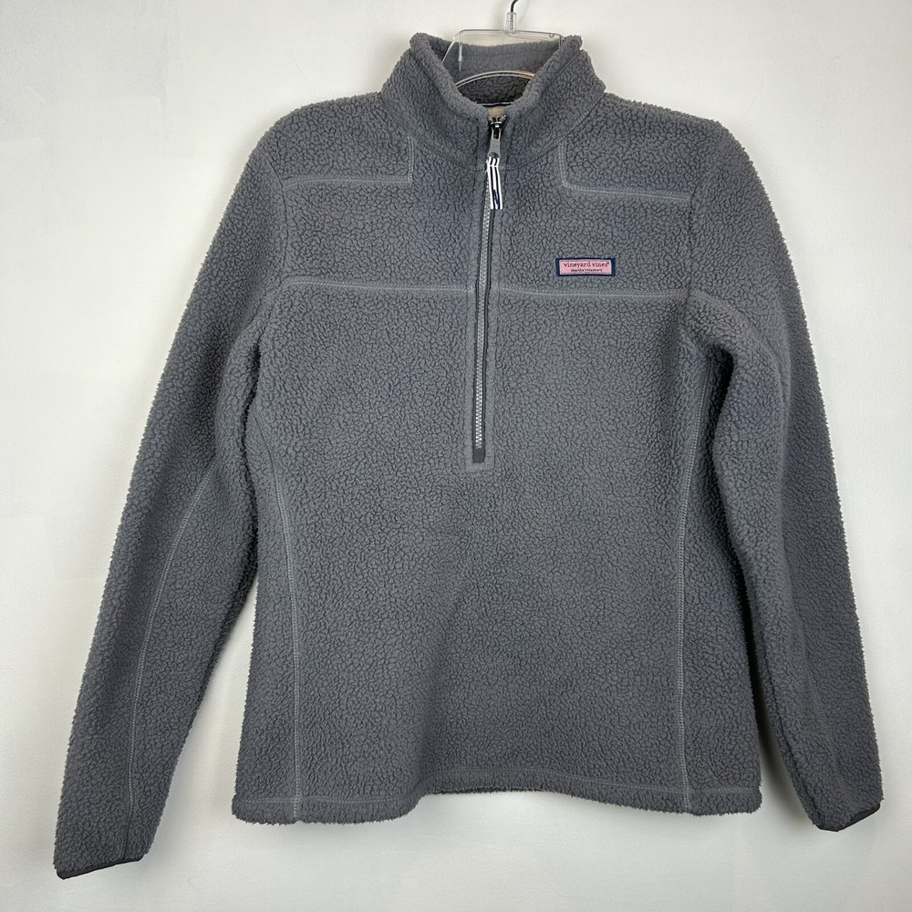 Vineyard Vines Pullover Womens XS Sherpa Harbor Half Zip Color Gray Casual